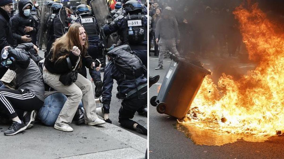 Fransa'da emeklilik reformu karşıtı gösteriler yeniden alevlendi! Polisten biber gazı ve coplu müdahale