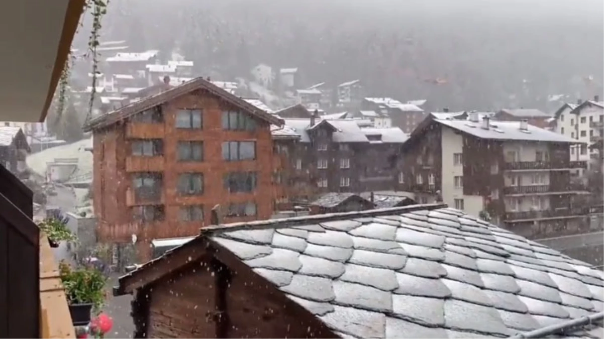 İsviçre'de sıcaklık 30 derece birden düştü, her yer bir anda beyaza büründü