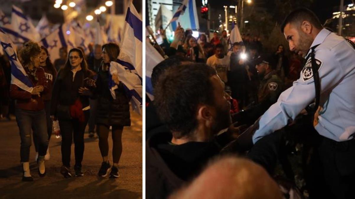 Netanyahu'nun geri adımı işe yaramıyor! İsrail'deki son protestoya taşınan bayraklar damga vurdu
