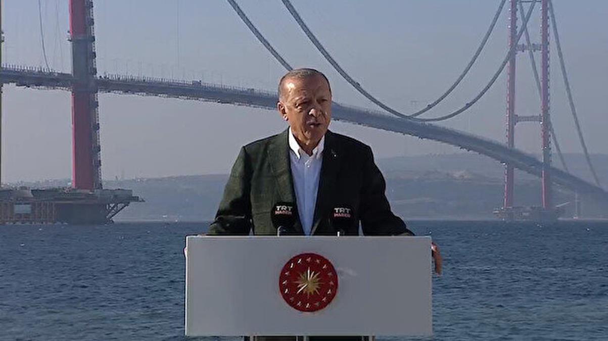 1915 Çanakkale Köprüsü'nde son tabliye montajı Cumhurbaşkanı Erdoğan'ın katılımıyla gerçekleştirildi