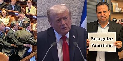 ABD Başkanı Trump, İsrail Meclisi'nde protesto edildi! Vekiller yaka paça dışarı çıkarıldı