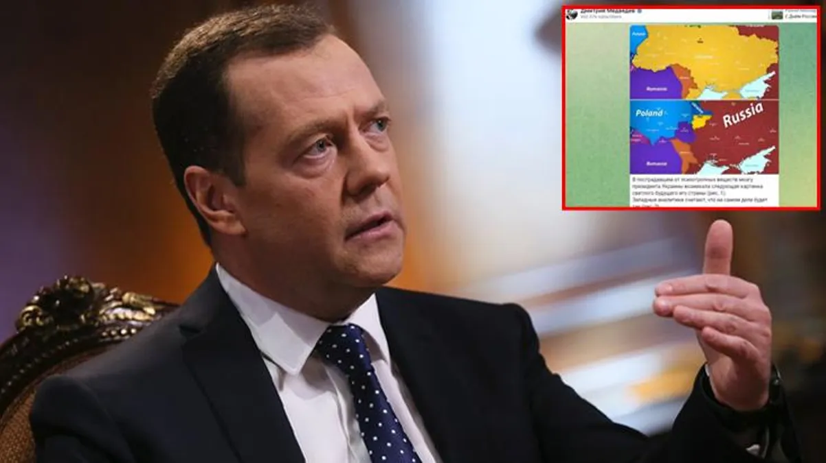 Ukrayna, 4 ülke arasında bölüşüldü diyen Medvedev'in paylaştığı harita gündem yarattı
